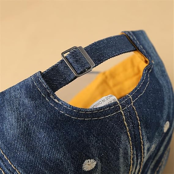 Women's Pearl Rhinestone Denim Visor Cap - Y2K