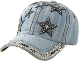 Women's Pearl Rhinestone Denim Visor Cap - Y2K