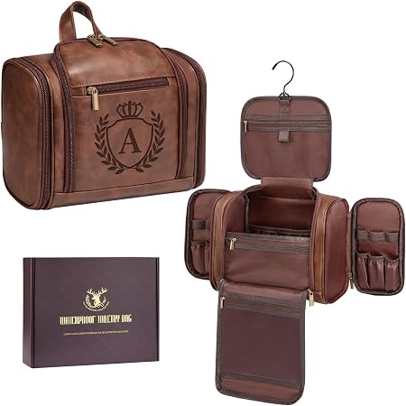 Men's Personalized Hanging Leather Dopp Kit - Large