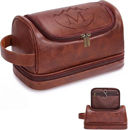 Personalized Hook Leather Toiletry Bag - Engraved