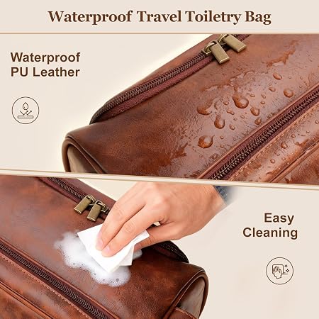 Personalized Hook Leather Toiletry Bag - Engraved