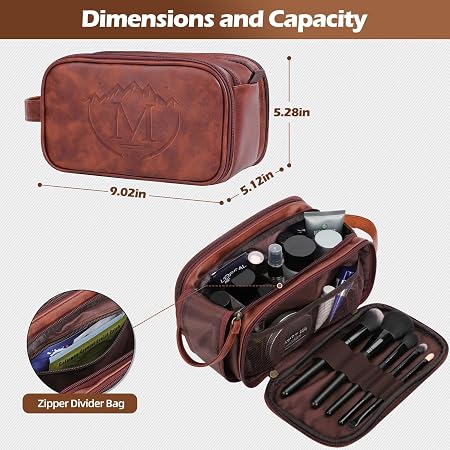 Men's Personalized Waterproof Leather Toiletry Bag