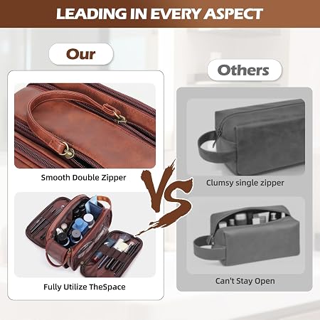 Men's Personalized Waterproof Leather Toiletry Bag