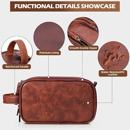Men's Personalized Waterproof Leather Toiletry Bag