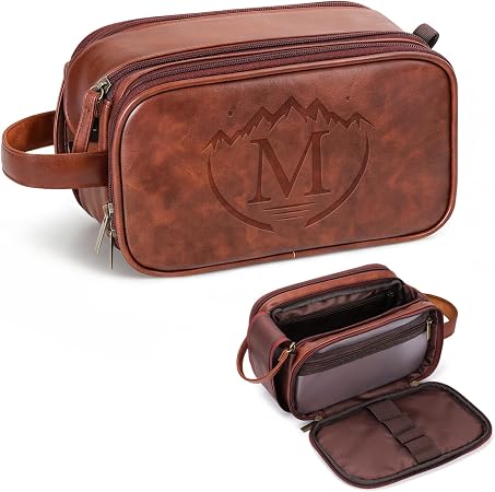 Men's Personalized Waterproof Leather Toiletry Bag