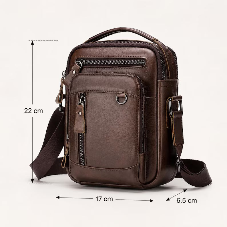 Men's Vintage Leather Messenger Crossbody Pouch