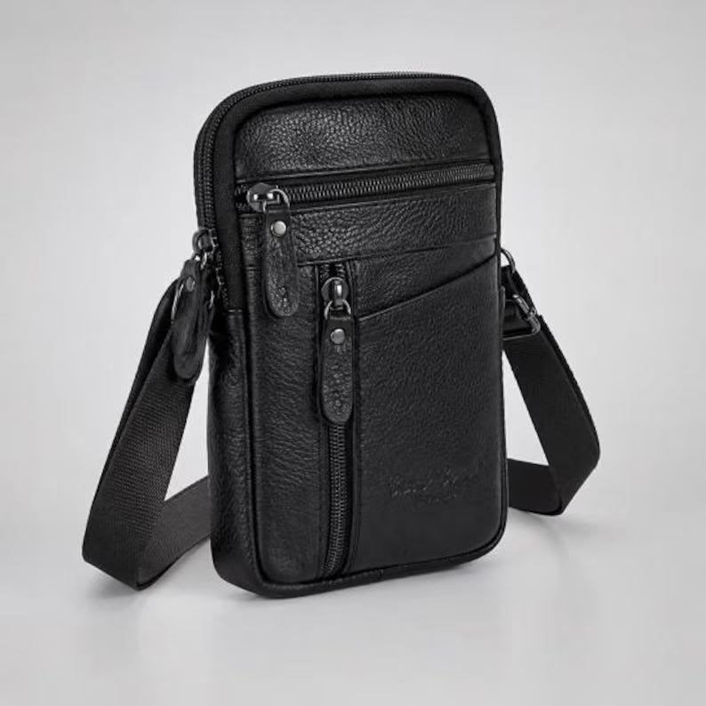 Men's Slim Leather Phone Crossbody Pouch