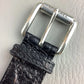 rgyle Print Hair-On Hide Leather Belt - Fur Trim Accent