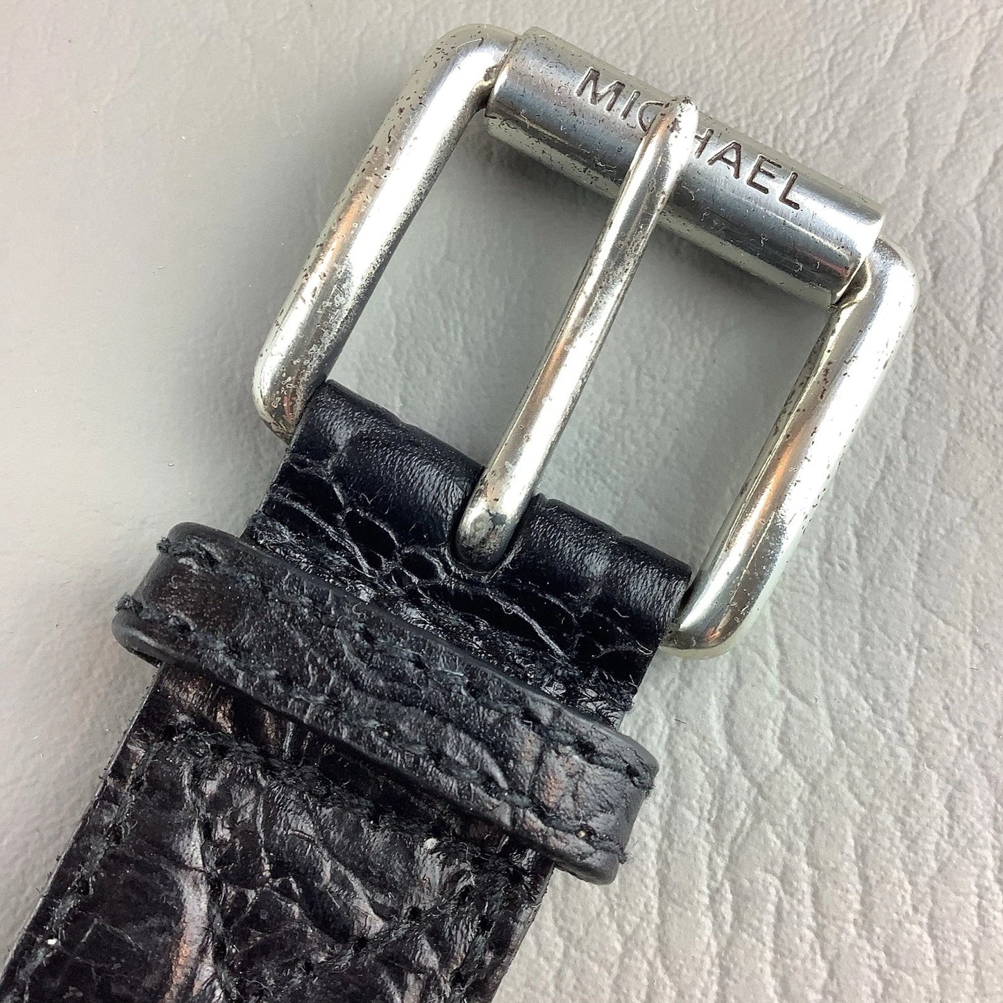rgyle Print Hair-On Hide Leather Belt - Fur Trim Accent