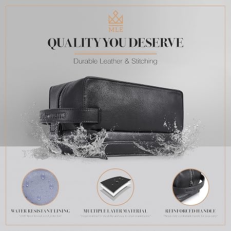 Men's Rigid-Wall Waterproof Leather Shave Kit