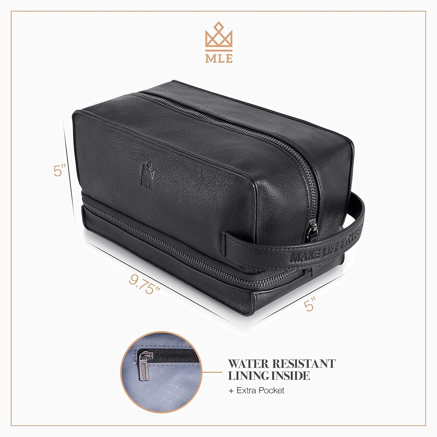 Men's Rigid-Wall Waterproof Leather Shave Kit