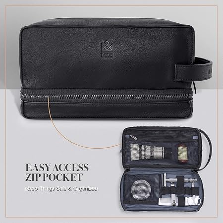 Men's Rigid-Wall Waterproof Leather Shave Kit