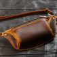 Unisex Brown Leather Fanny Pack - Crossbody Travel Pouch