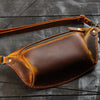 Unisex Brown Leather Fanny Pack - Crossbody Travel Pouch