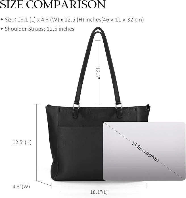 Medium Leather Tote Bag with Zip Closure