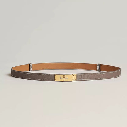 Western Skinny Leather Belt for Women – Gold Buckle