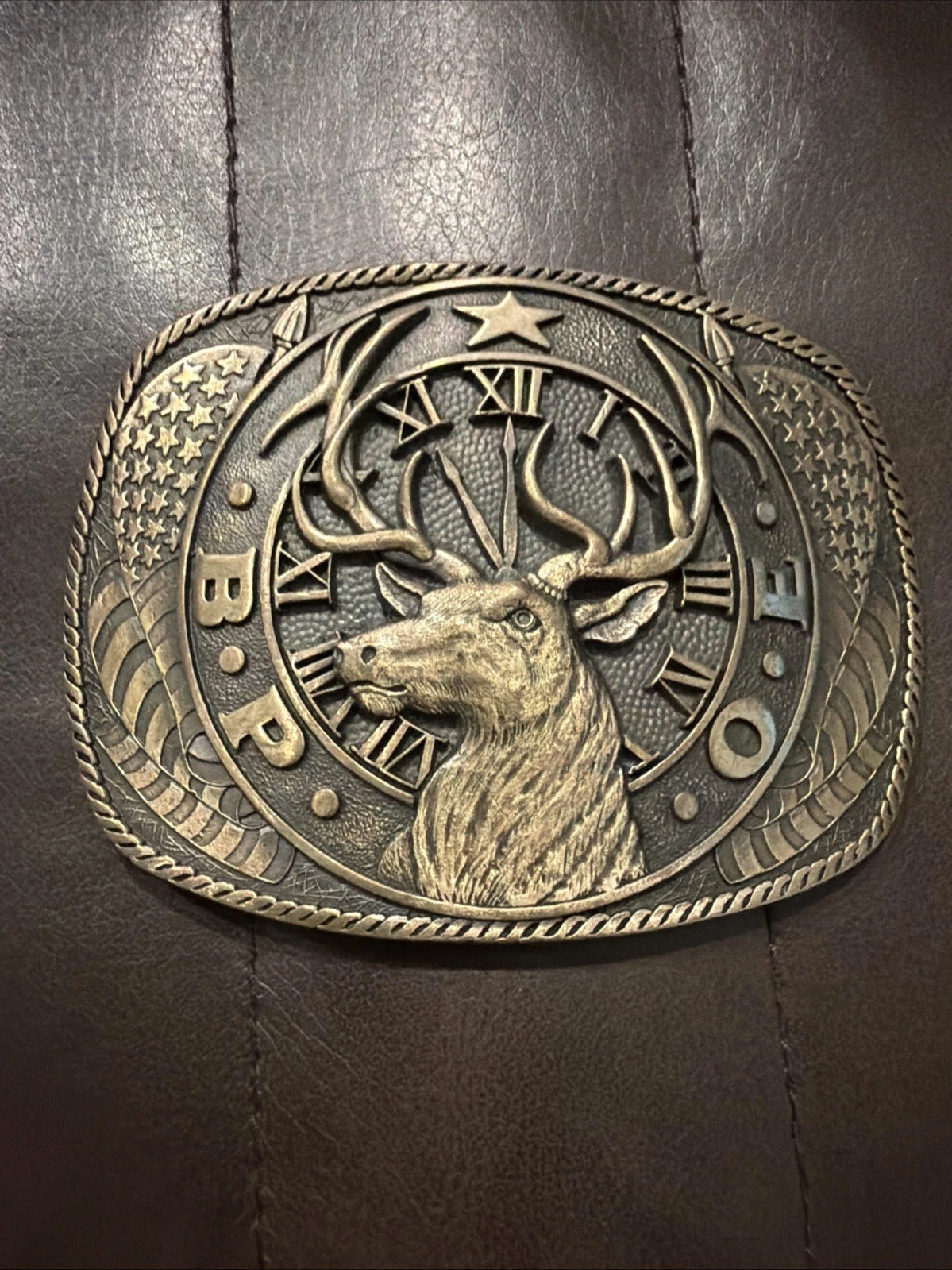 Fraternal Order of the Elks Brass Belt Buckle