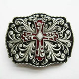 Celtic Cross Floral Western Belt Buckle for Men | Enamel Alloy