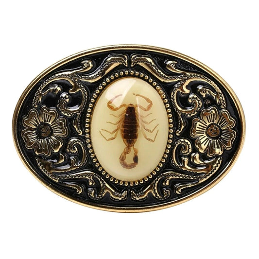 Lumious Men's Gold Scorpion Western Cowboy Belt Buckle | Zinc Alloy