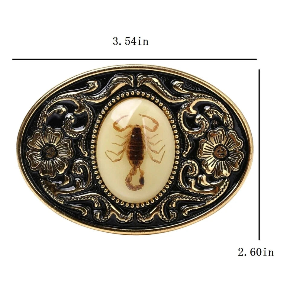 Lumious Men's Gold Scorpion Western Cowboy Belt Buckle | Zinc Alloy