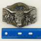 Men's Western Cowboy Belt Buckle - Texas Bull & Horse, Silver Metal
