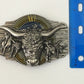Men's Western Cowboy Belt Buckle - Texas Bull & Horse, Silver Metal