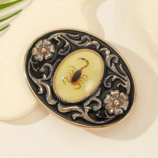 Lumious Men's Gold Scorpion Western Cowboy Belt Buckle | Zinc Alloy