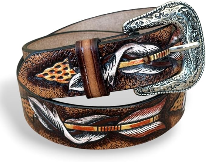 Men's Hand-Tooled Floral Western Belt – Full Grain Leather