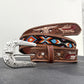 Southwestern Beaded Leather Belt – Longhorn & Feather Design