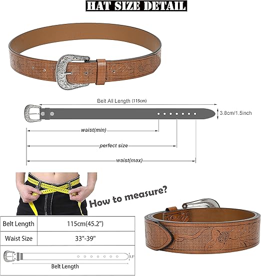 Women's Vintage Leather Belt – Hollow Flower Design
