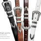 Full-Grain Cowhide Leather Dress Belt – Silver Buckle