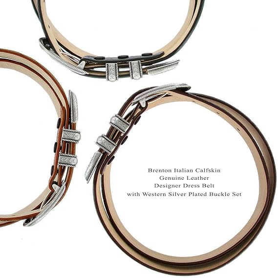 Full-Grain Cowhide Leather Dress Belt – Silver Buckle