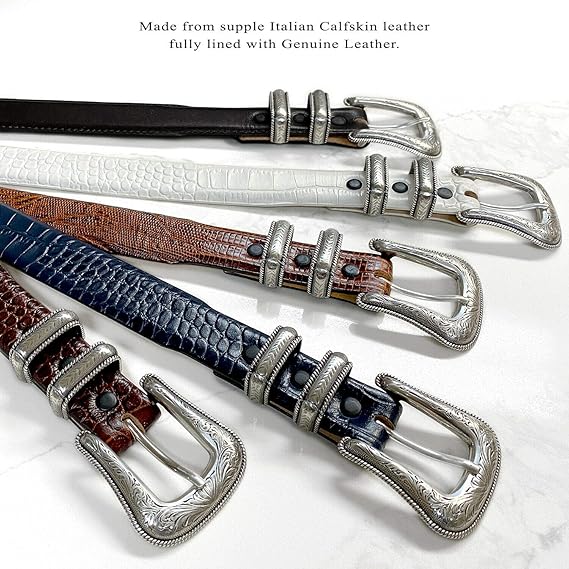 Full-Grain Cowhide Leather Dress Belt – Silver Buckle