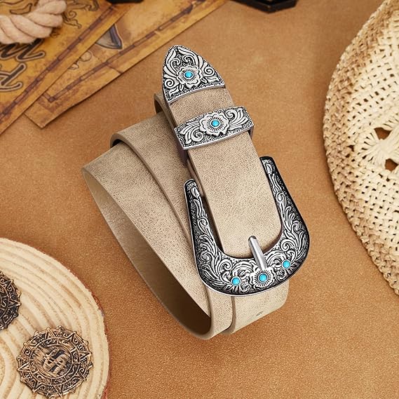 Women's Suede Western Belt – Turquoise Accents