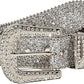 Women's Silver Glitter Diamond Western Belt
