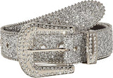 Women's Silver Glitter Diamond Western Belt