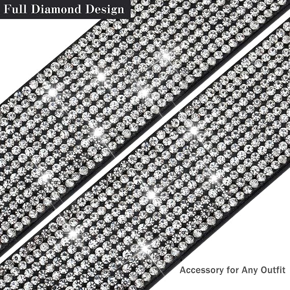 Women's Silver Sparkly Diamond D-Ring Belt