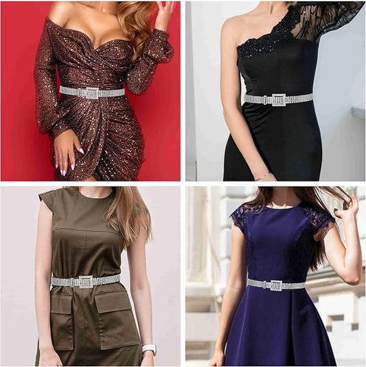Women's Slim Sparkly Rhinestone Hook Belt