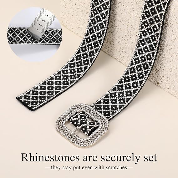 Women's Slim Rhinestone Statement Belt – 0.85
