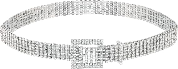 Women's Slim Sparkly Rhinestone Hook Belt