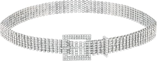 Women's Slim Sparkly Rhinestone Hook Belt