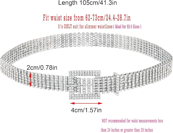Women's Slim Sparkly Rhinestone Hook Belt