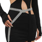 Women's Slim Sparkly Rhinestone Hook Belt