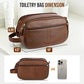 Men's Structured Dark Brown Leather Grooming Organizer