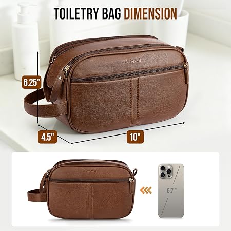 Men's Structured Dark Brown Leather Grooming Organizer