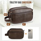 Men's Structured Dark Brown Leather Grooming Organizer