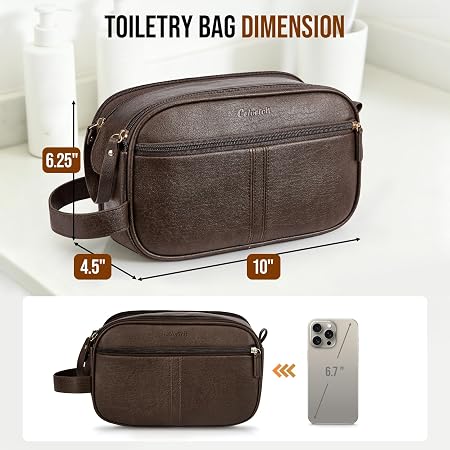 Men's Structured Dark Brown Leather Grooming Organizer