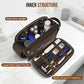 Men's Structured Dark Brown Leather Grooming Organizer
