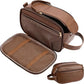 Men's Structured Dark Brown Leather Grooming Organizer