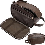 Men's Structured Dark Brown Leather Grooming Organizer